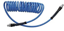 ewo Druckluft-Spiralschlauch Polyurethan, mit Anschlussgewinde G1/4 (Messing verzinkt), Schlauch-ø: 8 x 5 mm, Arbeitslänge: 3 m, Außen-ø: 40 mm, Arbeitsdruck: 18,0 bar