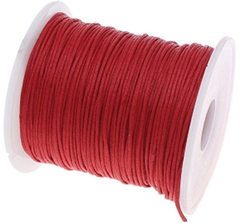 My-Bead Wachsschnur Baumwollschnur 1mm Rot 90 Meter stark & reißfest ideal für Schmuckherstellung Makramee Basteln Armbänder Ketten DIY