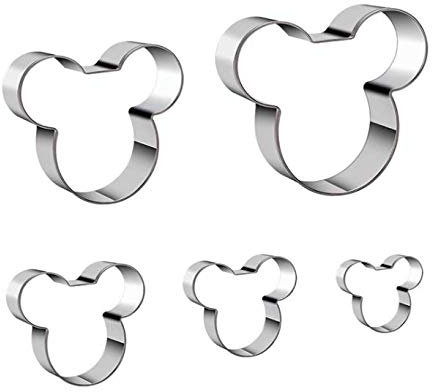 5 Pcs Mickey Mouse Cookie Cutter Set, Stainless Steel Sandwiches Cutter Shapes Biscuit Mold Cookie Cutter for Kids Suitable for Cakes and Cookie