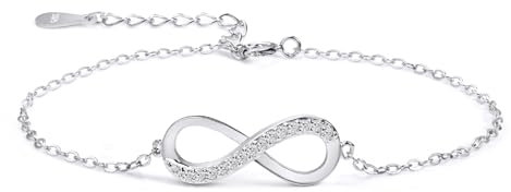 Bracelet Bijoux en Argent Sterling zircone cubique 925 pour Femmes, Infinity Symbol Love Cadeau pour l'anniversaire de Noël Saint Valentin