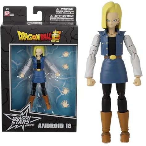 BANDAI - Dragon Ball Super - Figurine Dragon Star 17 cm - Android 18 - Licence Officielle Dragon Ball - Figurine articulée C-18 Cyborg - Jouet Enfant 4 Ans et + - Figurine d'action - 36191