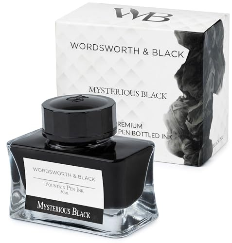 Wordsworth and Black Füllfederhalter-Tintenflasche (50 ml), [Schwarz] Füllfederhalter Tinte in Flaschen; Flasche im klassischen Design Glatter Fluss 50 ml