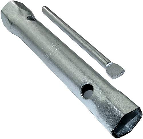 AERZETIX - C45636 - Rohrschlüssel Gerade 19x21mm 6-Seiten mit starrem Stift/abnehmbarer Klemme Tourniquet - Drehkreuz - Monoblock - Doppelter Rohrschlüssel - Gewindebohrer - aus CR-V-Stahl