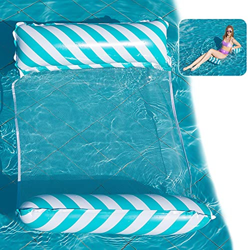 Yisscen Wasser Hängematte,Aufblasbares Schwimmbett 4-in-1Loungesessel Pool,Aufblasbare Hängematte,Pool Float Hängematte Inflatable Swimming Bed,für Kinder Erwachsene Party Schwimmbad Strand (Blau)