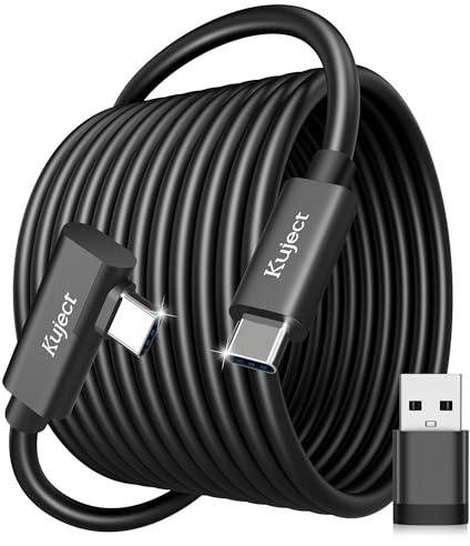 Kuject Link Cable 20FT Compatible for Quest 3S/3, Quest 2/Pro, Pico 4, VR Headset Accessories Cable for Rift S/Steam VR Games, USB 3.0 Type C to C High Speed Data Transfer Charging Cord for Gaming PC