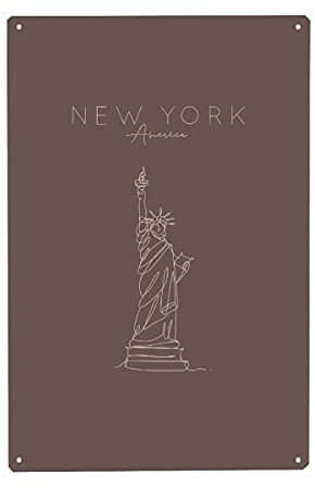 artboxONE Metall-Poster 40x60 cm Städte New York Statue of Liberty Dark von Künstler Anna Kozlenko