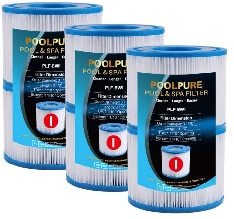 POOLPURE Poolfilter kompatibel mit BestWay 58093 Typ I, 6er Pack