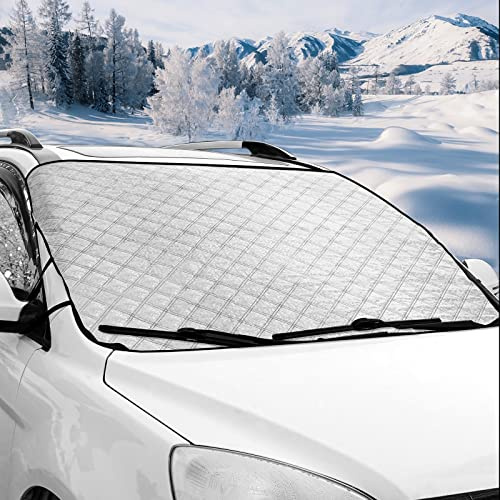 Windschutzscheibenabdeckung, Frontscheibenabdeckung, Scheibenabdeckung, Auto, Winter Frostabdeckung, Frostschutz für autoscheiben, Sonnenschutz Auto, Winter Zubehoer, Anti Schnee, 145 x 98cm