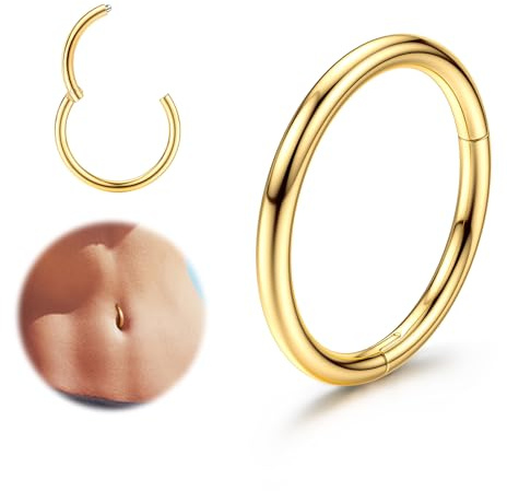FIOROYAL Piercing de Ombligo 14G Acero Quirúrgico para Mujeres - Oro, Plata, Ópalo - Hélice, Tragus, Cartílago, Oreja - Clicker 8MM/10MM/12MM AG8