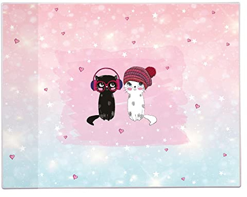 goldbuch 75 299 Schreibunterlage Music for Cats, Unterlage, Maße 49 x 38 x 0,4 cm, Schreibtischunterlage mit Zwei Katzen als Motiv, Unterlage aus Kunstdruckpapier, abwaschbar, Tischunterlage Rosa
