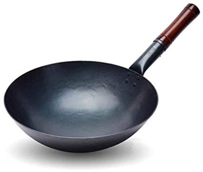 Olla de Hierro Forjado a Mano de Hierro Puro Nologo, Olla Antiadherente de Hierro Forjado sin Recubrimiento, Cocina Redonda para el hogar, Hierro Fundido