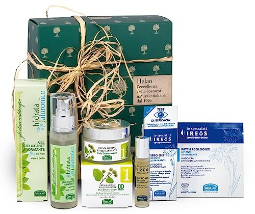 Helan, Gli Essenziali per il Viso, Kit Regalo Contorno Occhi IREOS Gel Struccante Idratante, Crema Giorno Riequilibrante, Siero Liftante Illuminante Antiborse Antiocchiaie, Patch Liftante Illuminante