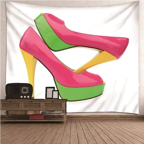 Aotiwe Wandbehang Vintage, Wandbehang Boho Style High Heels Rosa Grün Wandteppiche aus Polyester Boho Wanddeko 300x260cm
