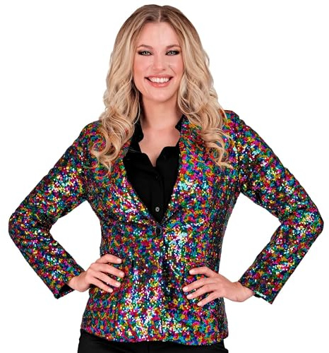 W WIDMANN MILANO Party Fashion - Pailletten Blazer Damen | Funkelndes Jackett mit Glitzer-Look, auffälliges Party-Outfit für Karneval, Festival & Mottoparty