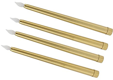 Tbest Led Stabkerzen Mit Timerfunktion, 4 Stück Led-Kerzen E E Fll S Umweltfreundliches Warmes Licht Elektrische Led-Spitzkerze E Andere Innenfotos (Gold)