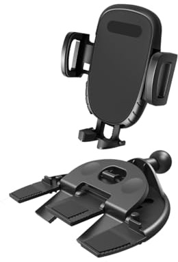 JNNJ Auto CD Slot Telefonhalterung, 360° Drehbare Einstellbare CD-Autotelefonhalterung, Auto-Telefonhalterung CD-Schacht-Halterung Mit Verstellbaren Stützfüßen(Schwarz)