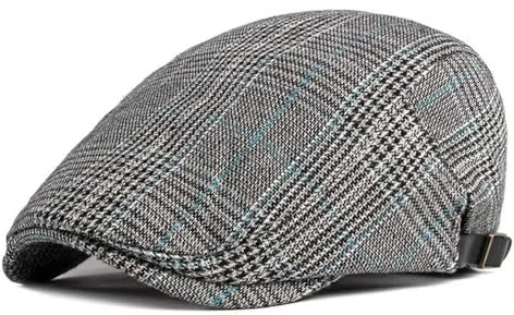 YUECIBAI Barett Baskenmützen Für Herren Baumwolle Mode Karierte Zeitungs Kioze Flach Mütze Herren Damen Maler Beret Hüte 55-60Cmwear Dunkelgrau