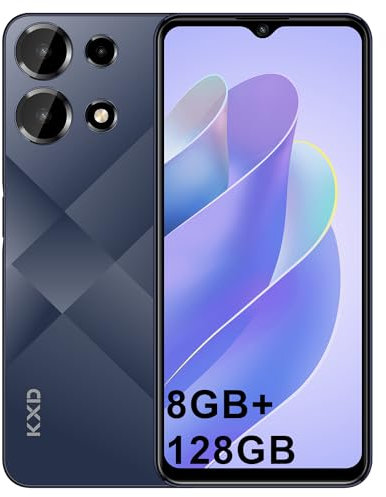 KXD A10 Téléphone Portable 8Go+128Go/ TF 256Go, Octa Core, Écran 6.6 HD+, 13MP+8MP, 4500mAh, Android 13 Smartphone Pas Cher Dual SIM 4G, Fingerprint/Face ID/GPS/WiFi 5G/2Ans Garantie-Bleu