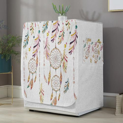 Highdi Housse de Protection pour Machine à Laver, Chargement Frontal Housse La Poussière avec Ouverture Frontale pour Linge Domestique (Attrape-rêves 4,Capacité S 6~7.5KG)