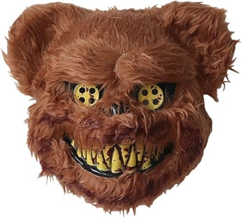 Yi'antai Halloween Horror Bärenmaske, Grusel Maske für Erwachsene und Kinder, Gruselige Teddybär Kaninchen Maske, Furry Blutiger Bär Schreckensmaske
