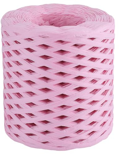 GORGECRAFT 200m Gift Wrapping Raffia Ribbon Natural Bulk Packing Raffia Paper Twine Rolls Pink Twisted Crochet String for DIY Crafts Florist Bouquets Christmas Festival Birthday Decoration