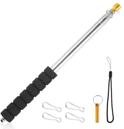 NQEUEPN 8.2ft Telescopic Handheld Flagpoles, 10 Sections Tour Guide Flag Pole Pointer Portable Telescopic Banner Anti-Slip Teaching Pointer Stick with Clips and Whistle for Parade Tour Guide (Black)