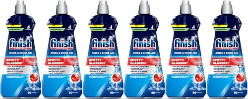 Finish Dishwasher Rinse & Shine Aid | For Drier Glasses and Spot Prevention | Pack of 6, 400ml each | Packaging May Vary