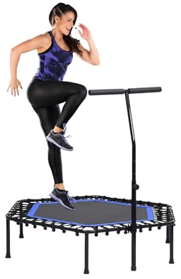Cama Elástica. Trampolín Fitness Saltar de Ø90cm con Apoyabrazos de Espuma.