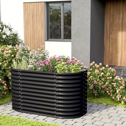 Vitavia Hochbeet Terra 858, schwarz, 86 cm, Modell Basic | Wetterfest aus Zincalume® | Ergonomisch & Rückenschonend | Schutz vor Schnecken & Unkraut | Perfekt für Gemüse & Blumen