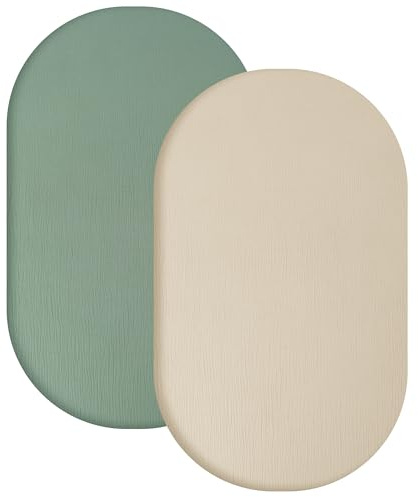 Yoofoss Lot de 2 Drap Housse pour lit bébé 42x82 cm 100% Coton Mousseline literie Enfant Matelas (Beige Vert)