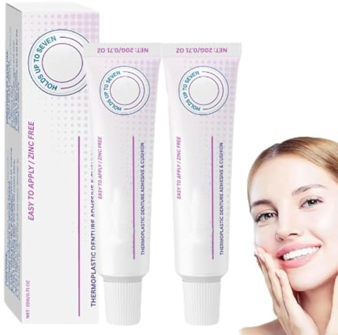 Dental Adhesive,Denture Fixative,Thermoplastic Dental Adhesive, Denture Paste,Strong Hold Denture Fixative for Daily Adults (2 Pcs)