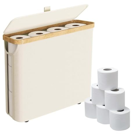 DSXVJHD Toilet Roll Storage Basket with Lid, 30L Toilet Paper Storage Holder Stand Organizer for Bathroom, Multifunctional Storage Box Container Toilet Tissue Storage Bin for RV (White)