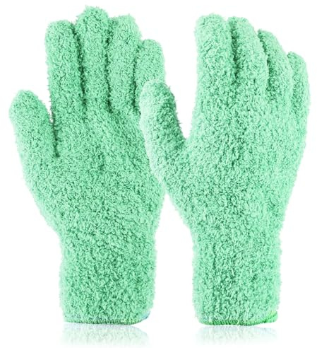 Wanmu Microfiber Dusting Gloves Reusable Washable Leaf Cleaning Gloves Mittens for Indoor Plants Car Blinds Furniture House and Small Objects