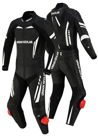 Herren Motorrad Racing Lederkombi - 2-teilige Motorrad-Reitausrüstung mit Rüstung & Knieschleifern