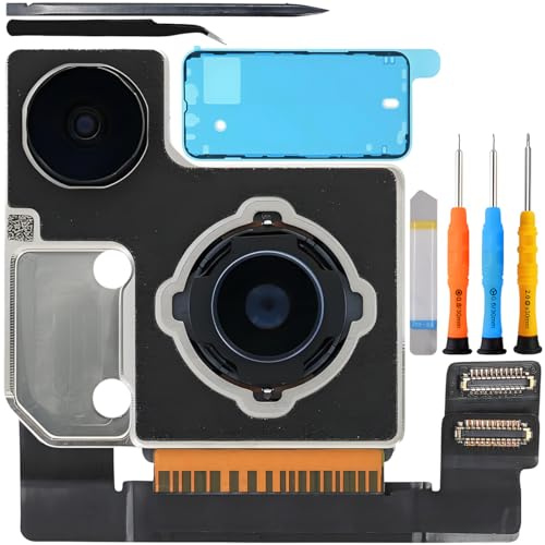 ZHUROUPU Main Rear Camera for iPhone 13 A2633 A2631 A2482 A2634 A2635, 12MP Back Facing Dual Lens Camera Module Replacement for iPhone 13 6.1 inch 2021 with Repair Tools & Adhesive Backing