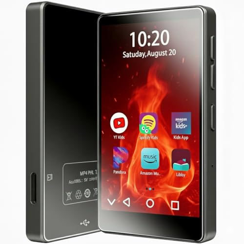 Lecteur MP4 Android 8.1 de 4 avec WiFi et Bluetooth,Enregistreur Intégré et FM,écran Tactile IPS HD 1080P,Batterie 2000 mAh,2 GB+16 GB,Contrôle Parental,Lecteur de Musique (80 GB)