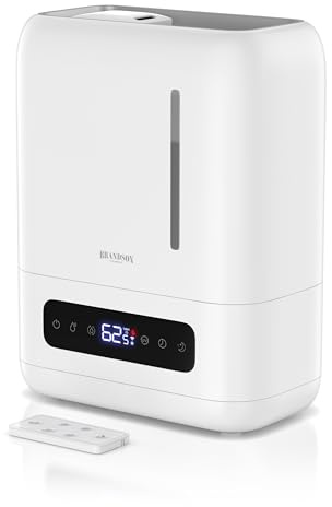 Brandson - Luftbefeuchter 4 Liter mit Fernbedienung - Ultraschall - Display digital – 3 Nebelstufen - Aromafach - Entkeimungsfunktion - Schlafmodus - Schlafzimmer Kinderzimmer
