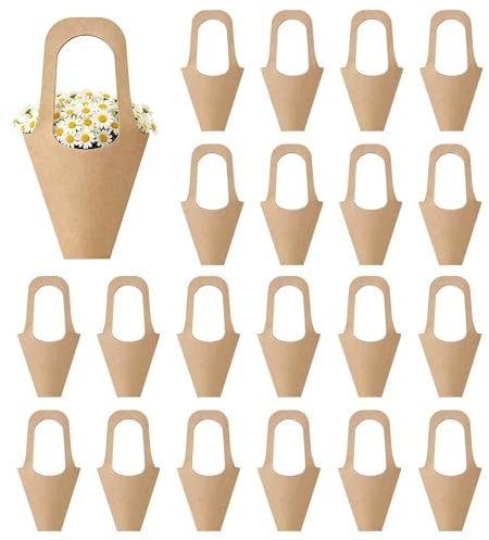 20PCS Sacchetti Per Confezioni Di Bouquet Buste Per Fiori In Carta Con Manici Confezione Regalo Floreale Affusolata Per Matrimoni, Feste Di Compleanno, Laurea, Decorazioni Per La Casa, Bar, Uso