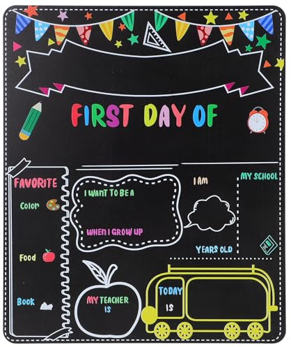 SAFIGLE Schultafel: Doppelseitiges Kreidetafel-Schild, wiederverwendbare Holz-Foto-Requisite für Kinder, Vorschule, Kindergarten, Schulbedarf, 30,5 x 25,4 cm