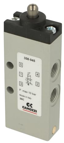 Camozzi 358-945 Mechanically Operated Valve, 5/2 NC, 1/8 Plunger Sr