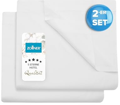 ZOLLNER 2er Set Linon Bettlaken oder Bettdecken für den Sommer - aus Reiner Baumwolle - 150x260 cm weiß - ohne Gummizug - Hotelqualität