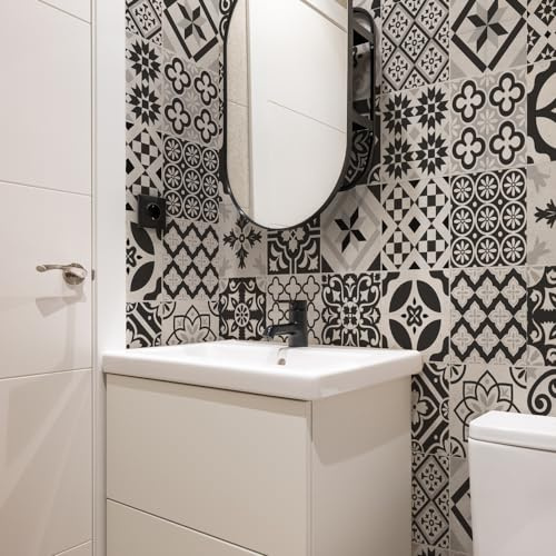 RE-COVERTILES Fliesenaufkleber für Küche und Bad 24 Stück 10x10 cm PS00063 | PVC Material, Wasserfest, Kratzfest, Wanddekoration, Selbstklebend, Made in Italy