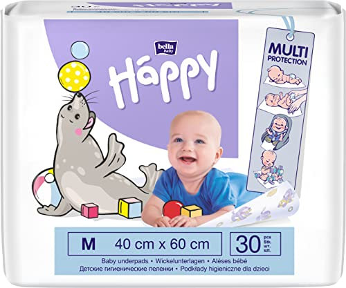 bella baby Happy Wickelunterlagen 40x60 cm ideal für unterwegs im 2er Pack (2x30 Stück)