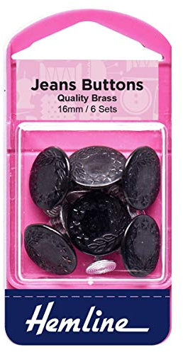 Hemline Jeans Buttons Black - per Pack of 6