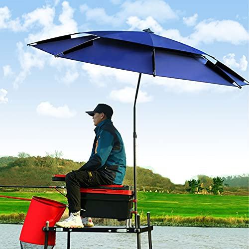 Refue Grand Plage Parasol, Ø 200-260 cm, Parasol inclinable, Protection UV 50+, Bords de la Piscine Camping Parapluie de Pêche Ombrelle Bleu (Size : 200CM/6.5ft)