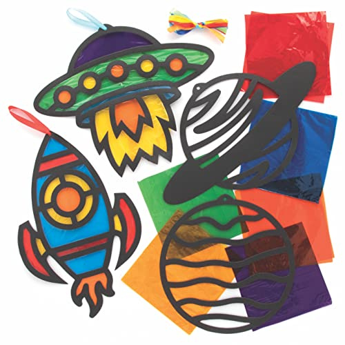 Baker Ross Buntglas-Kits mit Sonnensystem FE678, 6 Stück, Buntglas-Effekt für Kinder zum Dekorieren und Präsentieren, ideal für Kunst- und Bastelprojekte für Kinder