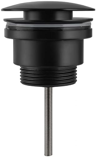 VALAZ Tappo universale adatto per lavabo e bidet con e senza troppopieno in nero opaco valvola per scarico Click Clack, Pop-Up