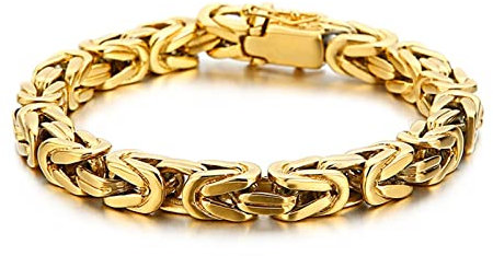 Beydodo Armbänder Edelstahl für Männer, Bettelarmband 8MM Breite Königsarmband Partnerarmbänder Armband Gold 22CM für Charms
