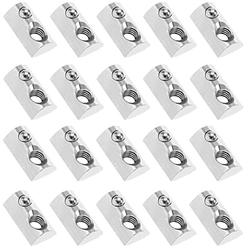 Be In Your Mind 100PCS 3030 Series M6 T Slot Nuts Roll-in Spring Ball Loaded Elastic Nuts Carbon Steel for T-Slot 3030 Series Aluminum Profile 3D Printers CNC Milling Machines