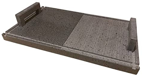 Petrantiqua® Piastra Refrattaria Artigianale Barbecue in Pietra Lavica Etna con Manici Rigata e Liscia Ottima per Carne Pesce e Verdure Scanalatura di Scolo (50x30 Spessore 2 Cm)